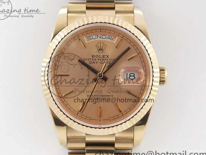 0108 Day-Date 36 RG 128239 Bp Maker Best Edition Pink Dial on RG President Bracelet Sporty 3136